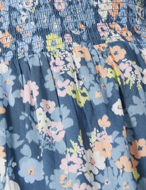 Smocked Squareneck Midi Dress