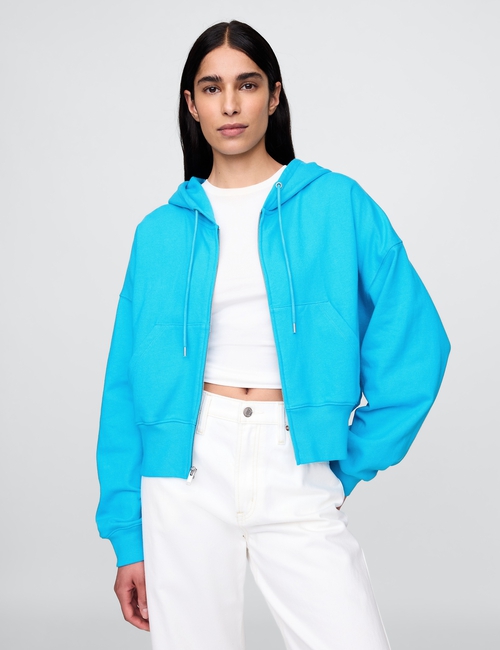 French Terry Oversized Zip Wedge Hoodie