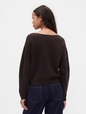 CashSoft Stretch Lantern-Sleeve Crop Sweater