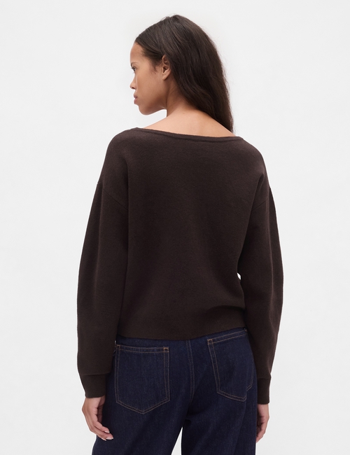 CashSoft Stretch Lantern-Sleeve Crop Sweater