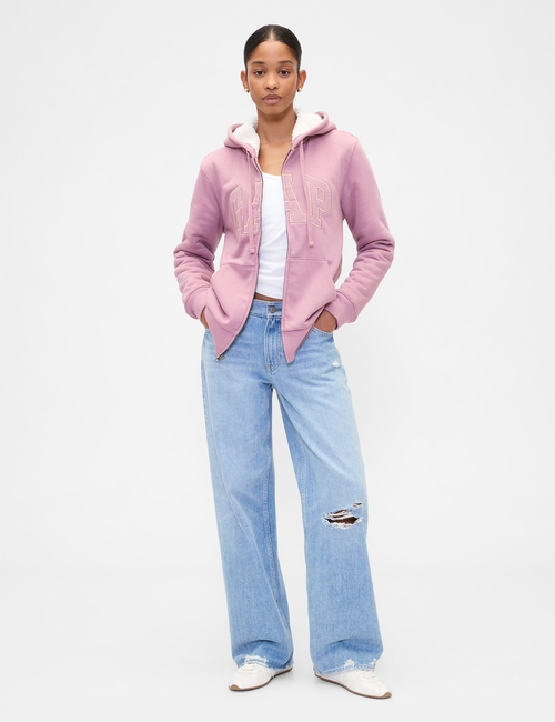 Relaxed Gap Logo Sherpa-Lined Zip Hoodie
