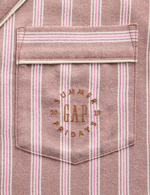 GAP X SUMMER FRIDAYS PJ FLANNEL TOP STRIPE BOXY FI