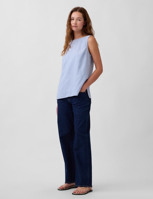 Linen-Blend Shell Tank Top