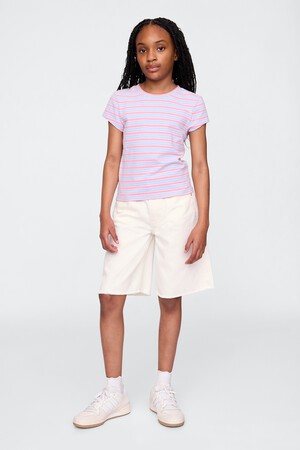 Kids Mid Rise Longline Denim Shorts