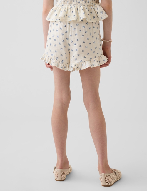 Kids Cotton Gauze Easy Ruffle Shorts