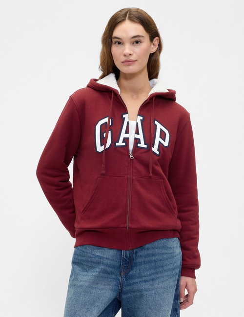 Relaxed Gap Logo Sherpa-Lined Zip Hoodie