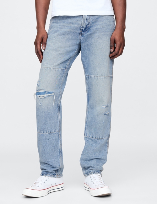 Railroad Striped Straight Carpenter Jeans