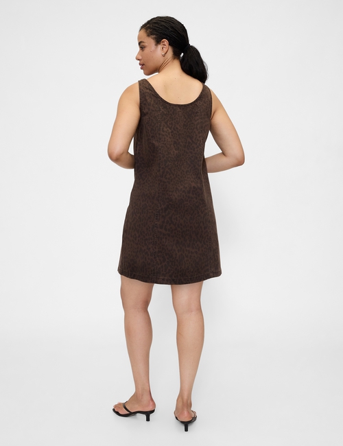 Print Denim Scoopneck Mini Dress