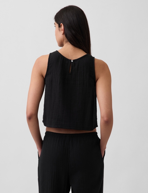 Cotton Gauze Racer Shell Tank Top