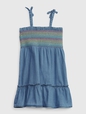 Toddler Denim Smocked Dress with Washwell