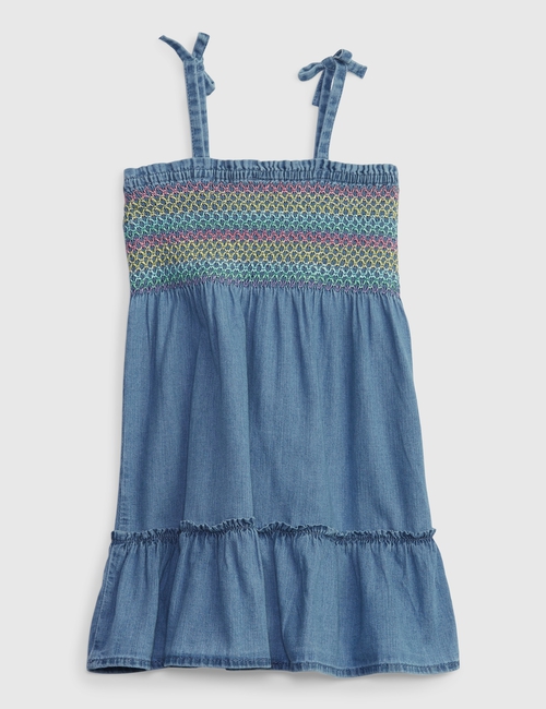 Toddler Denim Smocked Dress with Washwell