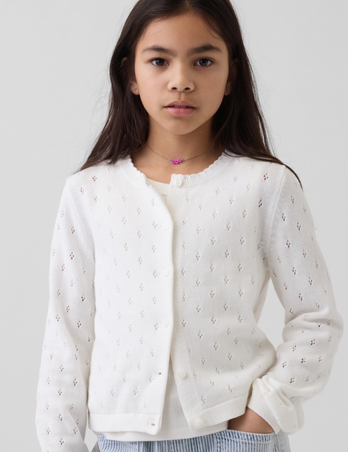 Kids Pointelle Cardigan Sweater