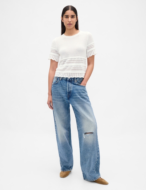SS LINEN POINTELLE TOP