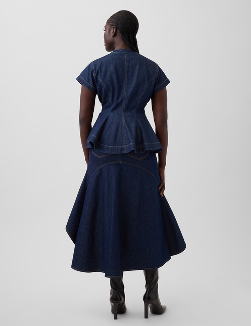 Gap × HFR Ruffle Denim Midi Skirt by IGDALYAH