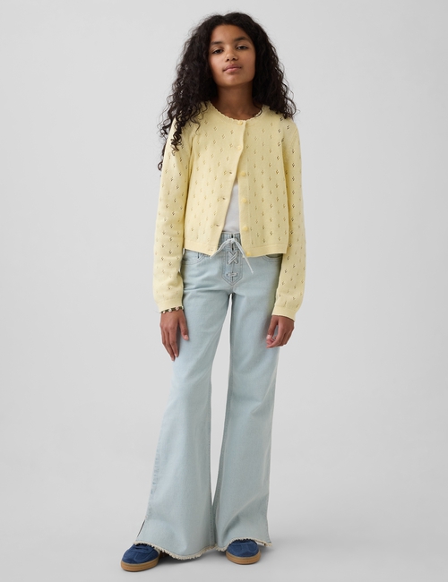 Kids Pointelle Cardigan Sweater