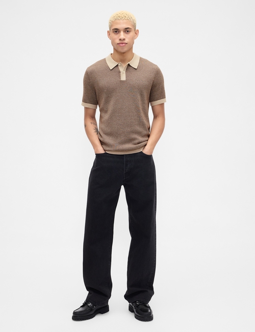 V-SS BIRDSEYE POLO SWEATER