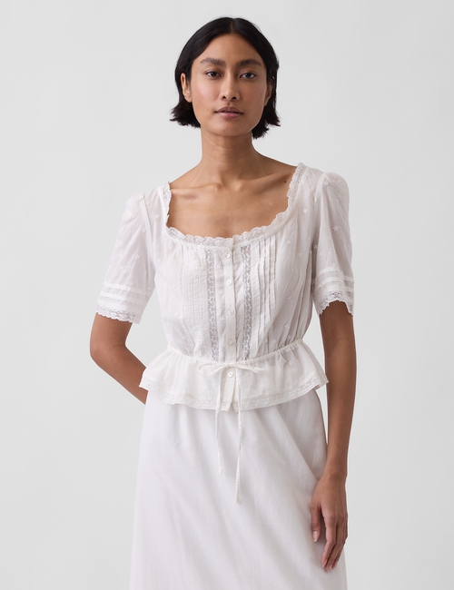 Lace-Trim Peplum Top