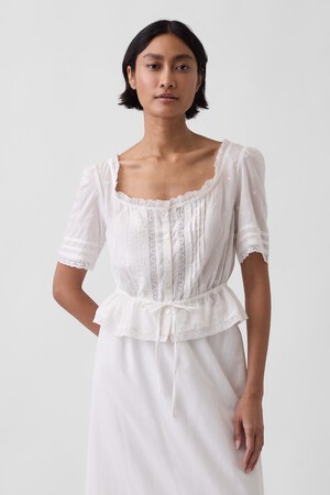 SS LACE TRIM SCOOP NK TOP