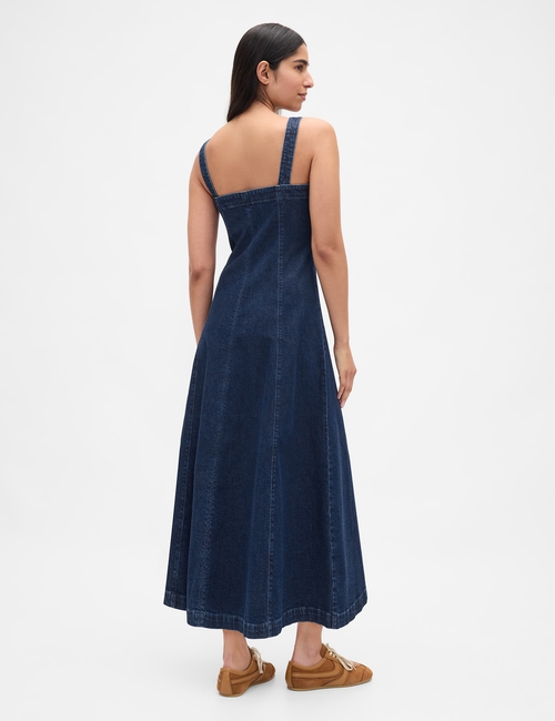 Denim Square-Neck Maxi Dress