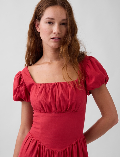 Linen-Blend Drop-Waist Maxi Dress