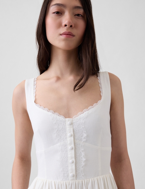 SL LACE INSERT MAXI DRESS - LINEN