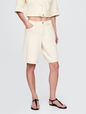 11" Mid Rise French Terry Denim Longline Shorts