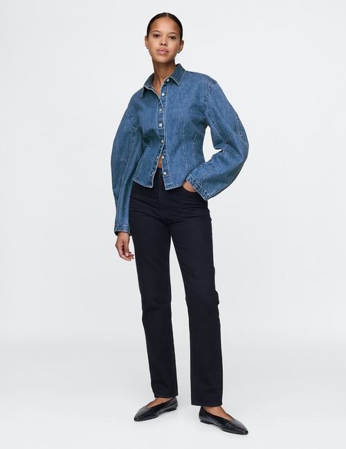 Barrel-Sleeve Denim Shirt