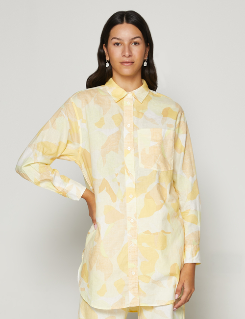 Oversized Linen-Blend Tunic Shirt