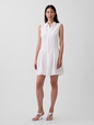 SL COLLARED DROPWAIST MINI DRESS - LINEN
