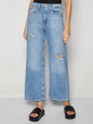 High Rise Destructed Wide-Leg Jeans with Washwell