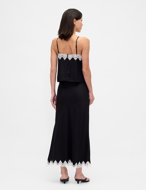 LACE TRIM BIAS MAXI SKIRT