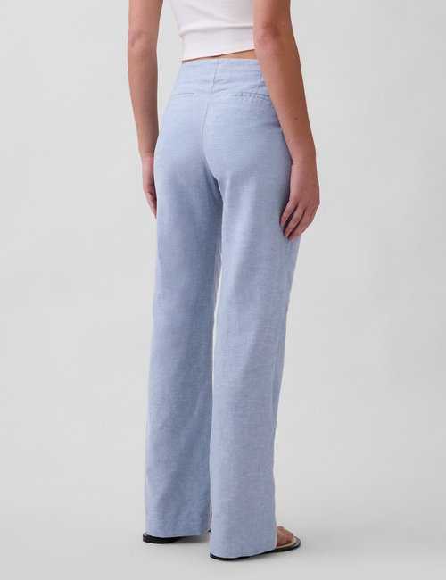 Low Rise Linen-Blend Flare Pants