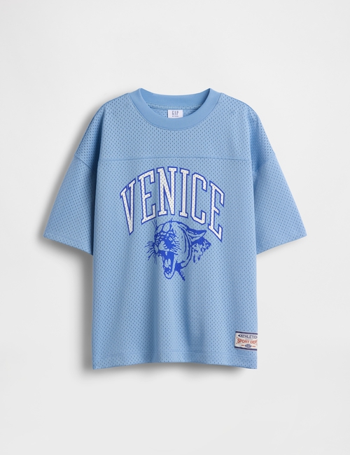 Kids Mesh Oversized Graphic Jersey T-Shirt
