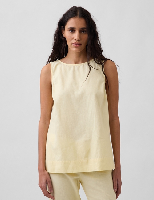 Linen-Blend Shell Tank Top
