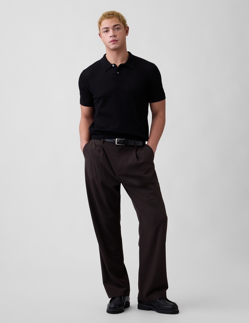 Crochet Sweater Polo Shirt