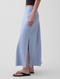 Linen-Blend Maxi Slip Skirt