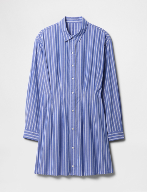 Stripe Poplin Mini Shirtdress