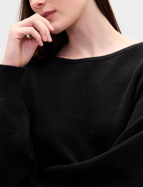CashSoft Stretch Lantern-Sleeve Crop Sweater