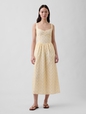 Eyelet Seamed Drop-Waist Maxi Dress