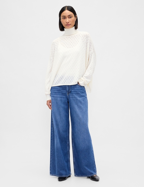 Oversized Pointelle Turtleneck