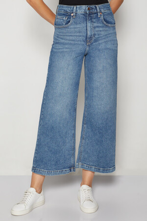 High Rise Stride Wide-Leg Ankle Jeans