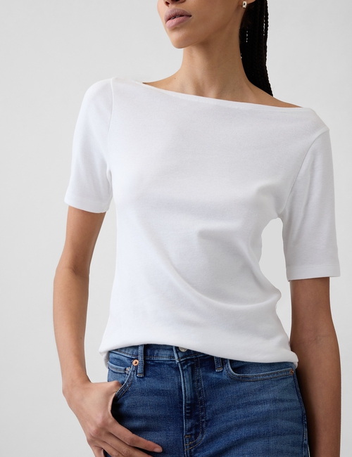 Modern Ribbed Boatneck T-Shirt