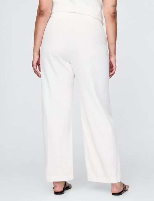 Linen-Blend Relaxed Straight Ankle Pants