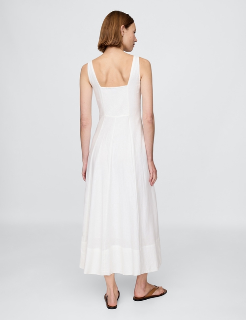 Linen-Blend Square-Neck Maxi Dress