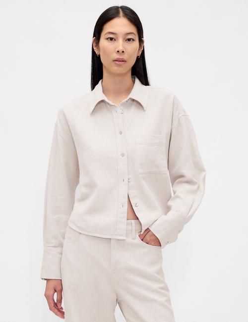 LS STRAIGHT HEM SHIRT - FAUNA TWILL