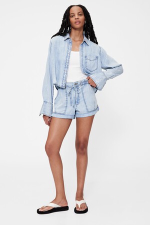 GapStudio High Rise Draped Denim Easy Shorts