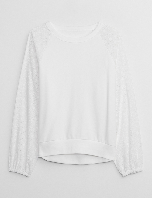 Relaxed Eyelet Crewneck Sweatshirt