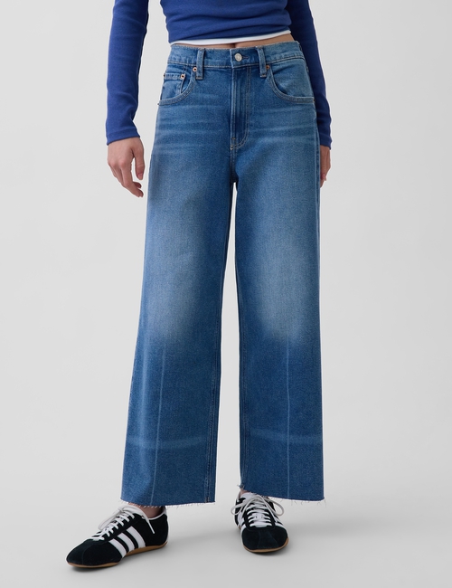 High Rise Stride Wide-Leg Ankle Jeans