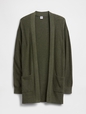 Relaxed Shaker-Stitch Open-Front Cardigan