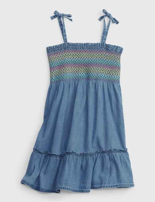 Toddler Denim Smocked Dress with Washwell